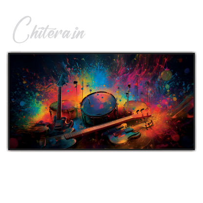 Colorful Poster Drum Set Canvas Print Wall Painting