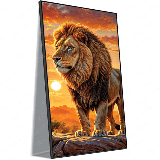 Lion King of the Jungle – Regal Sunset Canvas Wall Art