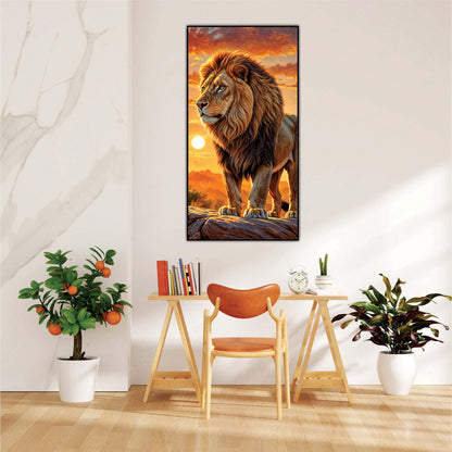 Lion King of the Jungle – Regal Sunset Canvas Wall Art