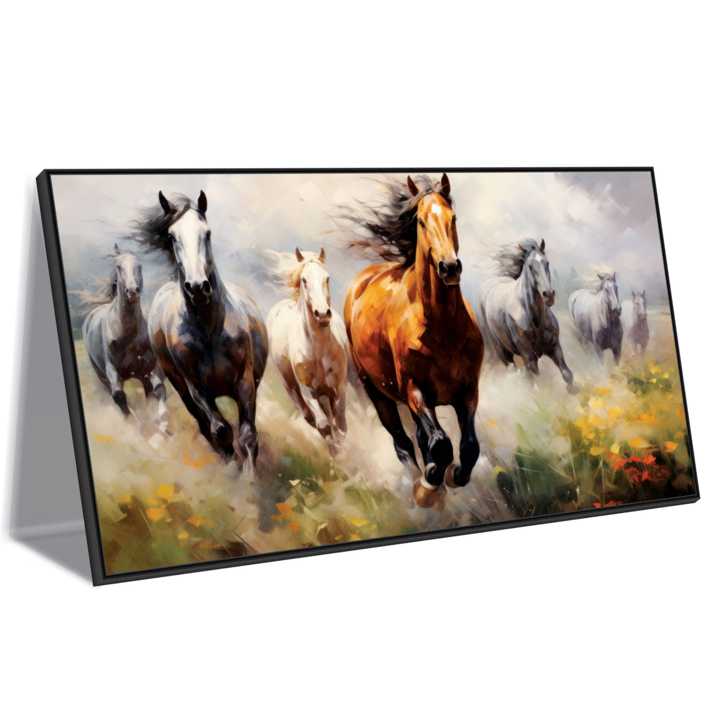 Seven horse running art Canvas Print Wall Painting