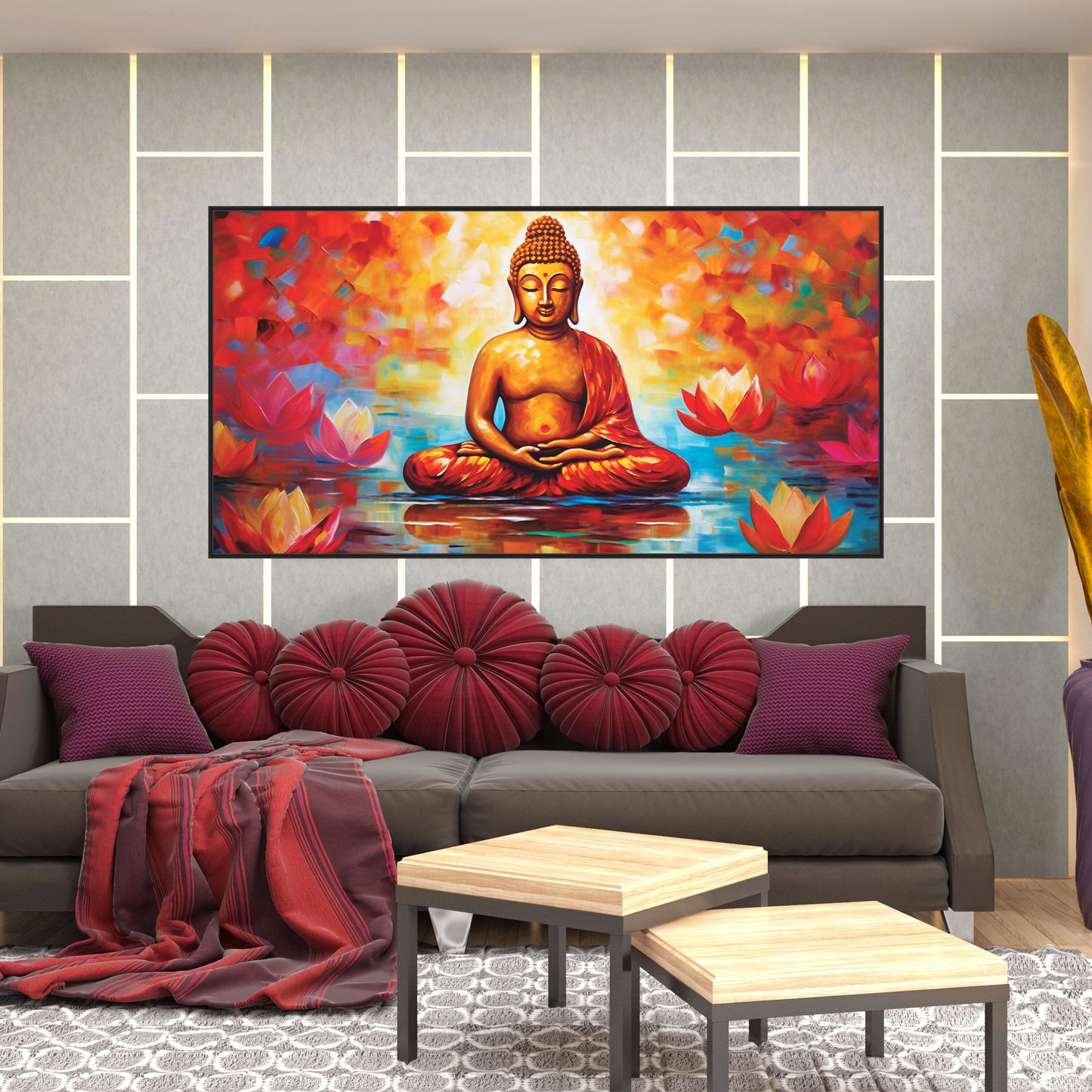 3D Flower Buddha Canvas Art Canvas Print Wall Painting