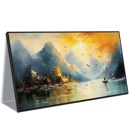 Golden Peaks, Silent Waters Canvas Wall Art