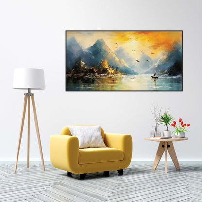 Golden Peaks, Silent Waters Canvas Wall Art