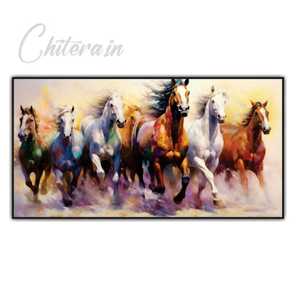 Seven horse running art Canvas Print Wall Painting