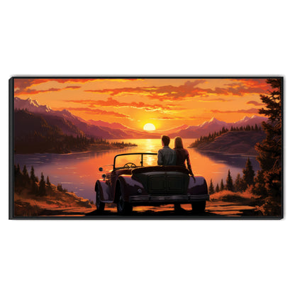 Couple Sitting Car Art Canvas Print Wall Painting