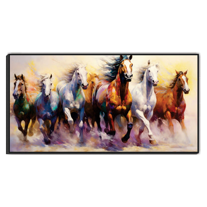 Seven horse running art Canvas Print Wall Painting