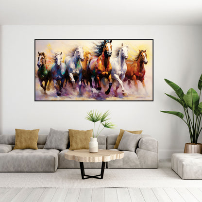 Seven horse running art Canvas Print Wall Painting