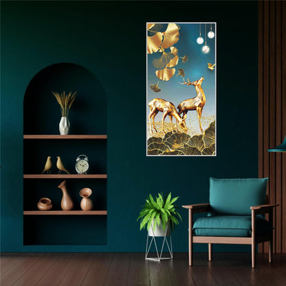 Golden deer Canvas art Print Wall Painting