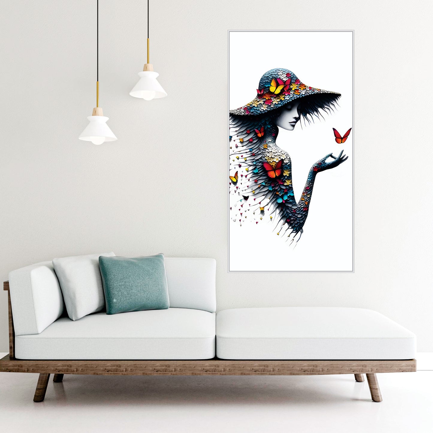 Butterfly & Girl 3D Canvas Art Wall Painting