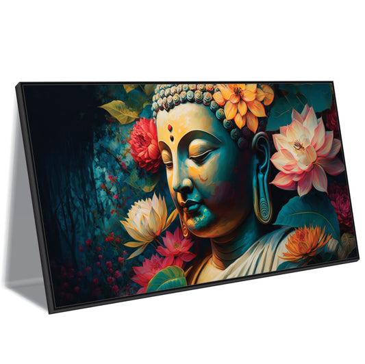 Buddha Among Blossoms Canvas Wall Art
