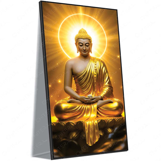 Peaceful Golden Buddha in Radiance Canvas Wall Art