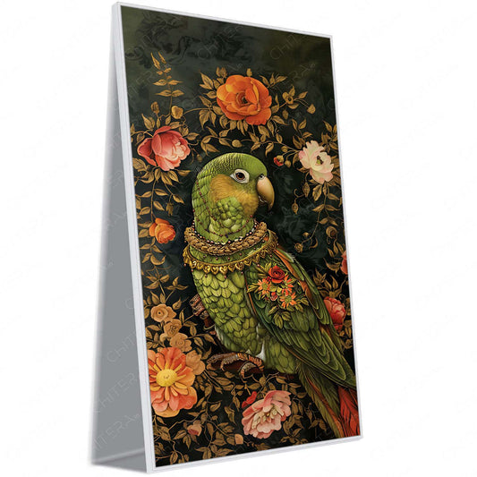 Regal Parrot Amidst Blooming Floral Beauty Canvas Wall Art
