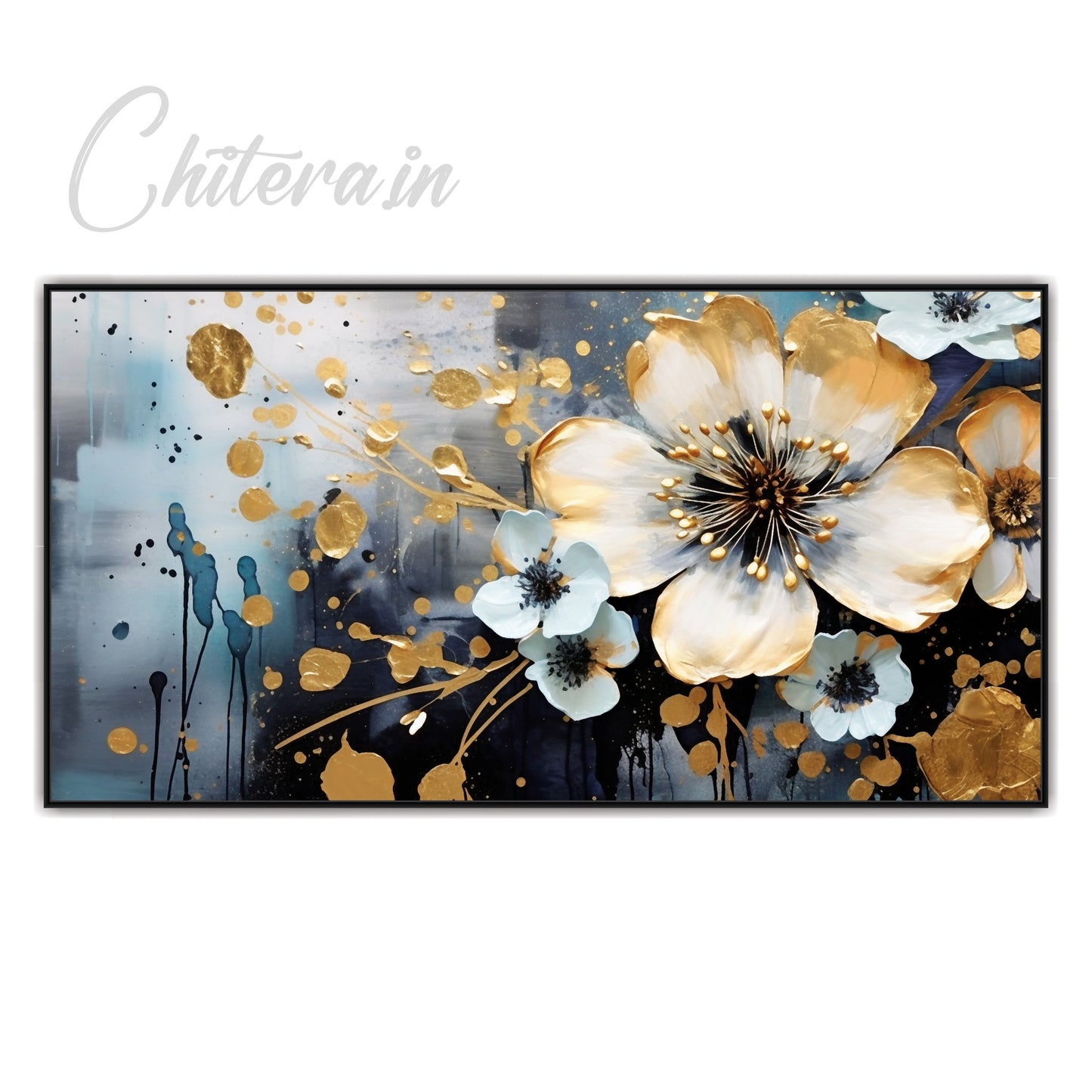 Midnight Flowers Canvas Wall Painting