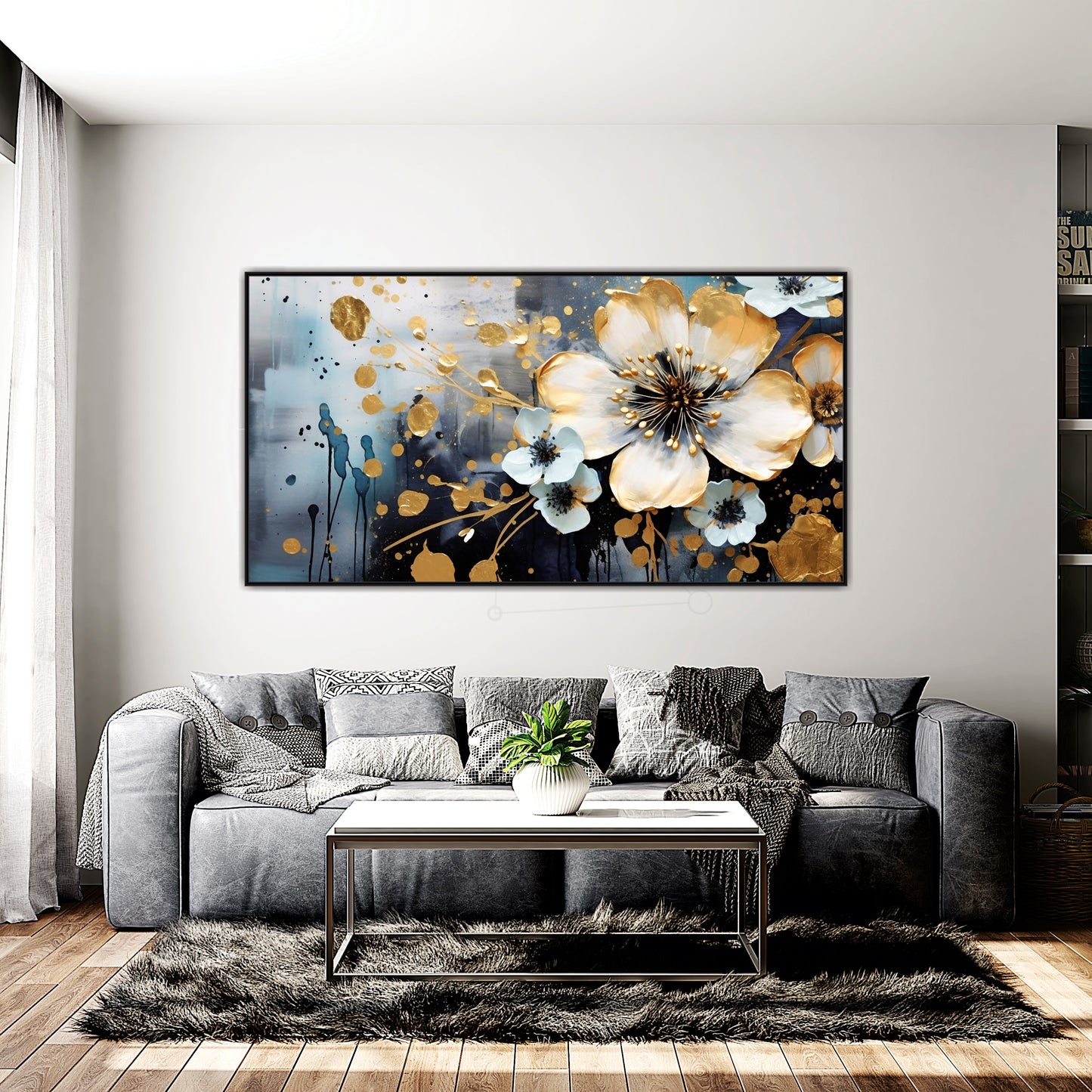 Midnight Flowers Canvas Wall Painting