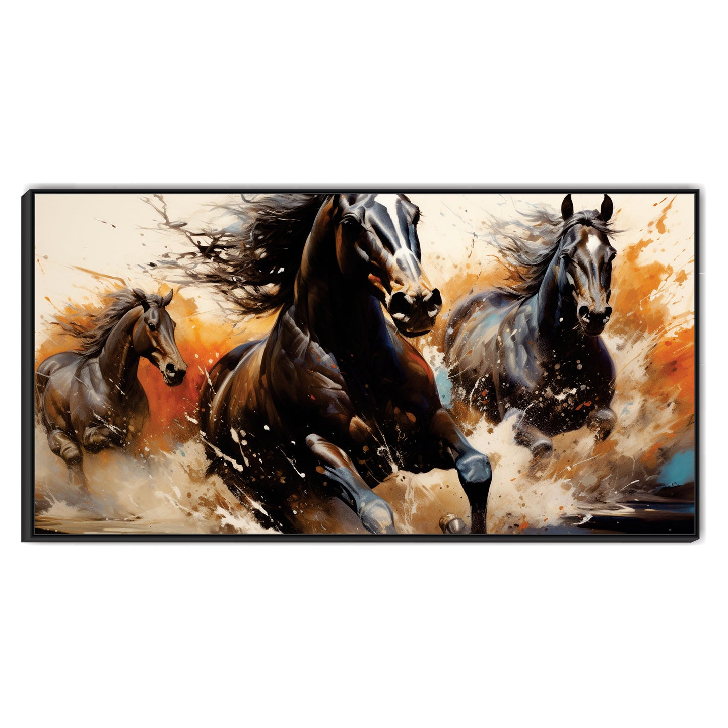 Dark brown horse set of 3 Canvas art Wall Painting