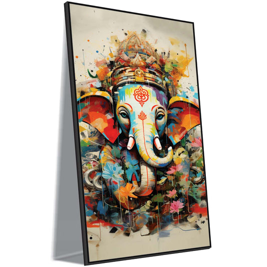 Mystic Bloom: Ganesha in Full Glory Canvas Wall Art