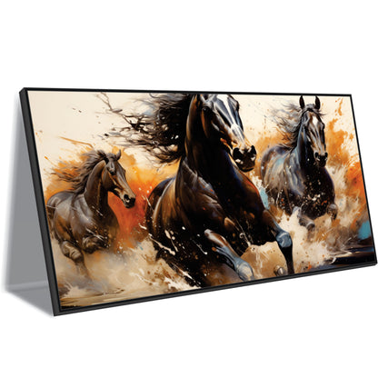 Dark brown horse set of 3 Canvas art Wall Painting