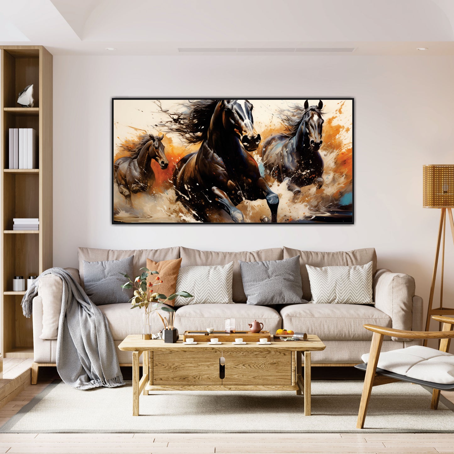 Dark brown horse set of 3 Canvas art Wall Painting