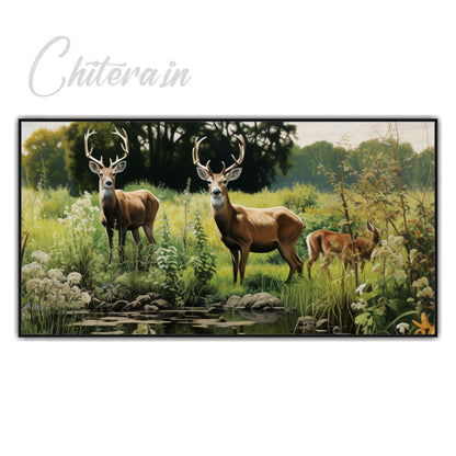 Forest deer Canvas art Print Wall Painting