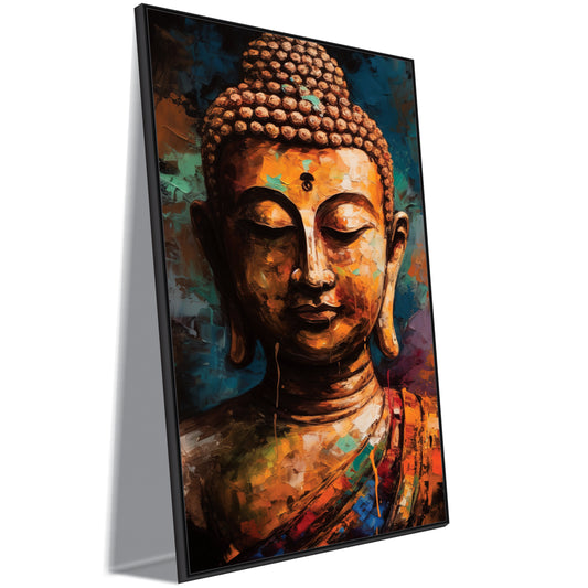 Lord Buddha Gold Textured Canvas Art