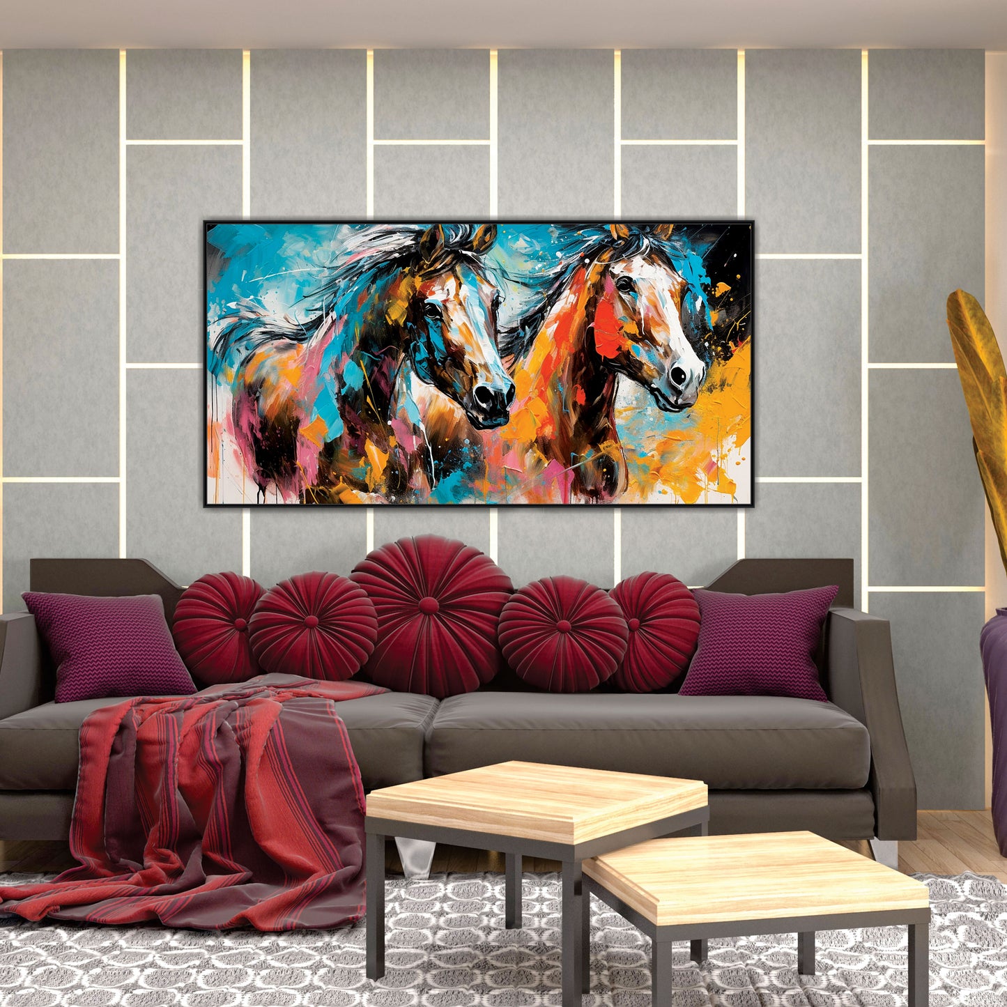 Horse running art Canvas Print Wall Painting