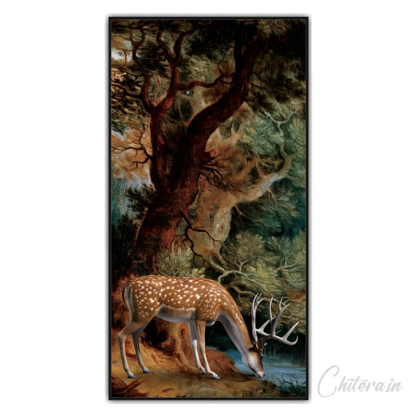 Forest deer Canvas art Print Wall Painting