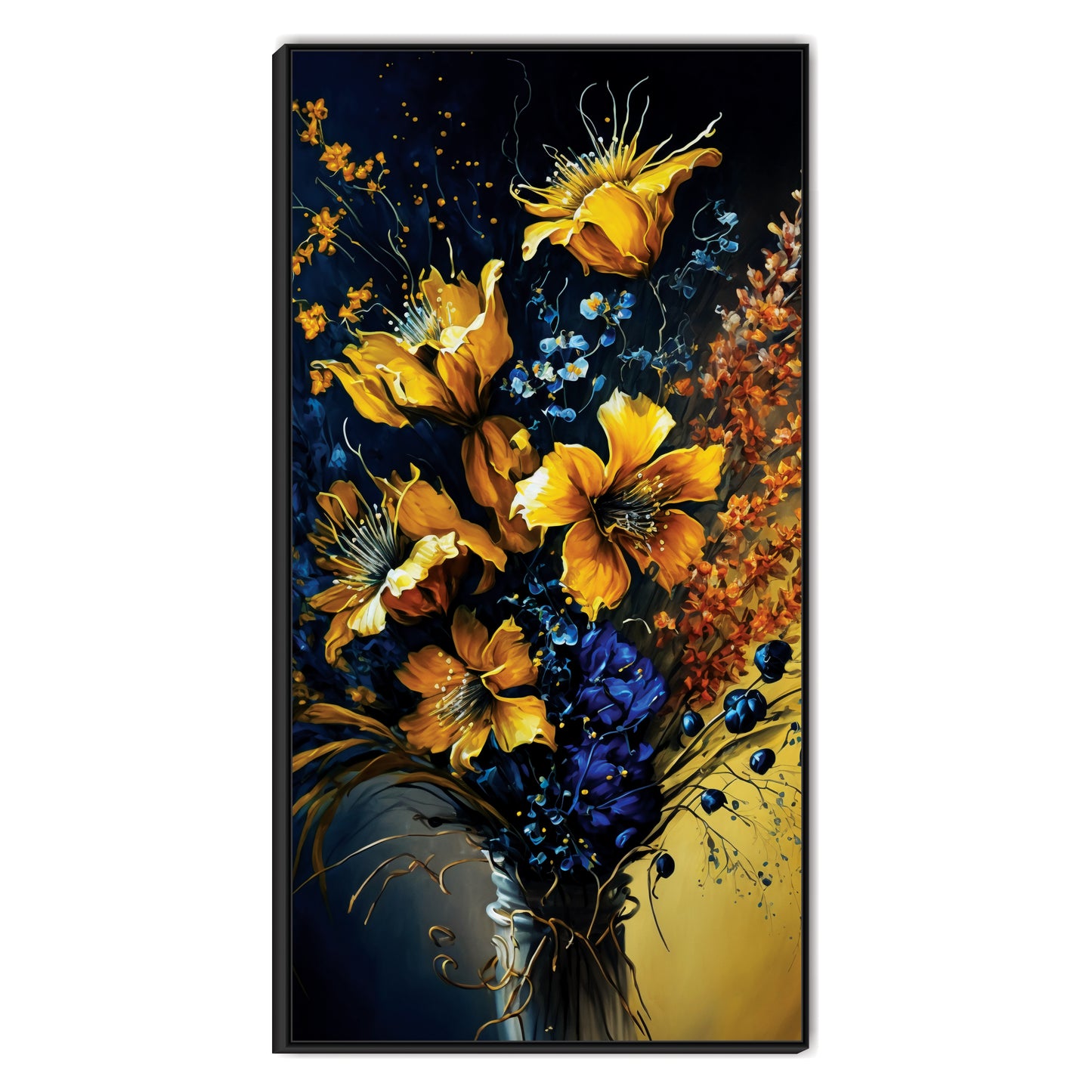 Bouquet Wildflowers Yellow Watercolor Canvas Print Wall Painting