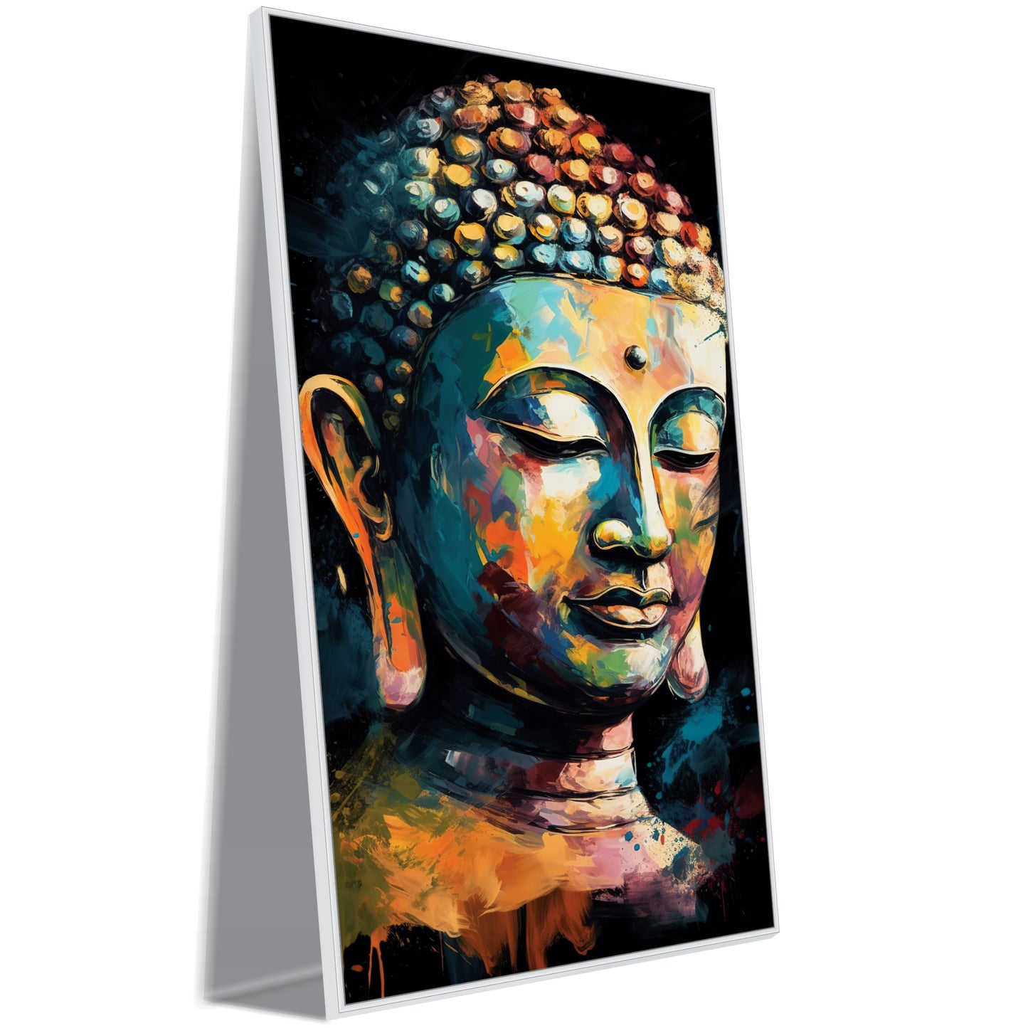 Floral Textured Buddha Canvas Art