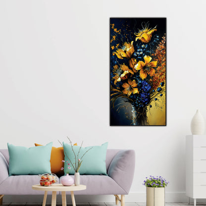 Bouquet Wildflowers Yellow Watercolor Canvas Print Wall Painting