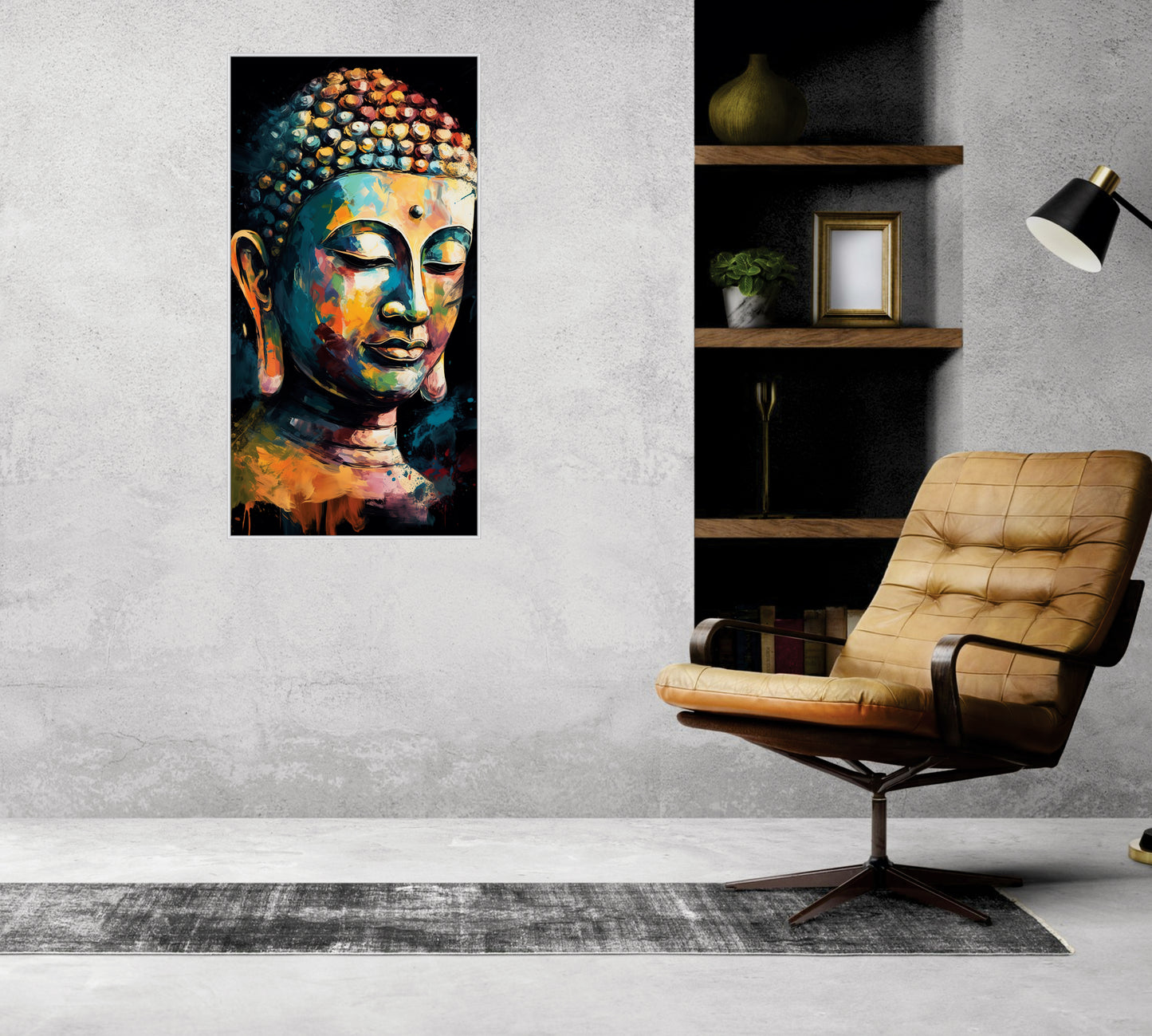 Floral Textured Buddha Canvas Art