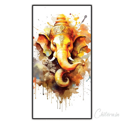 3D Flowers Ganesha Canvas Art