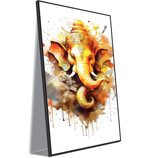 3D Flowers Ganesha Canvas Art