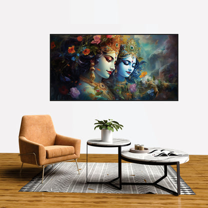 Radha krishna beautiful art Canvas Wall Painting