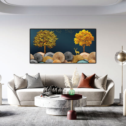 Golden tree deer Canvas art Print Wall Painting