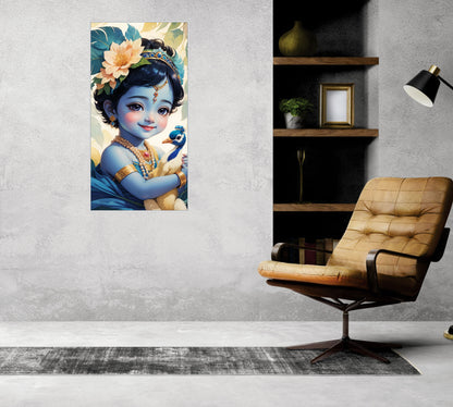 Little Krishna Beautiful Canvas Art Wall Painting