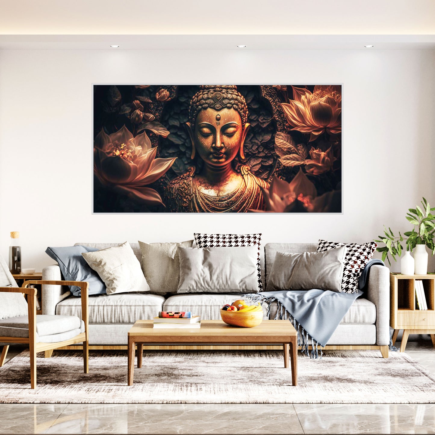 3D Flower Buddha Canvas Art Canvas Print Wall Painting