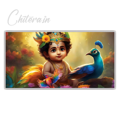 Little Krishna Beautiful Canvas Art Wall Painting