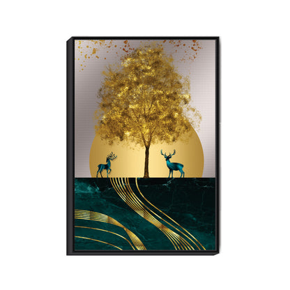 Gold textured Stag and Tree