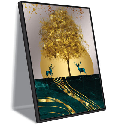 Gold textured Stag and Tree