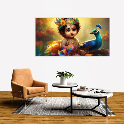 Little Krishna Beautiful Canvas Art Wall Painting