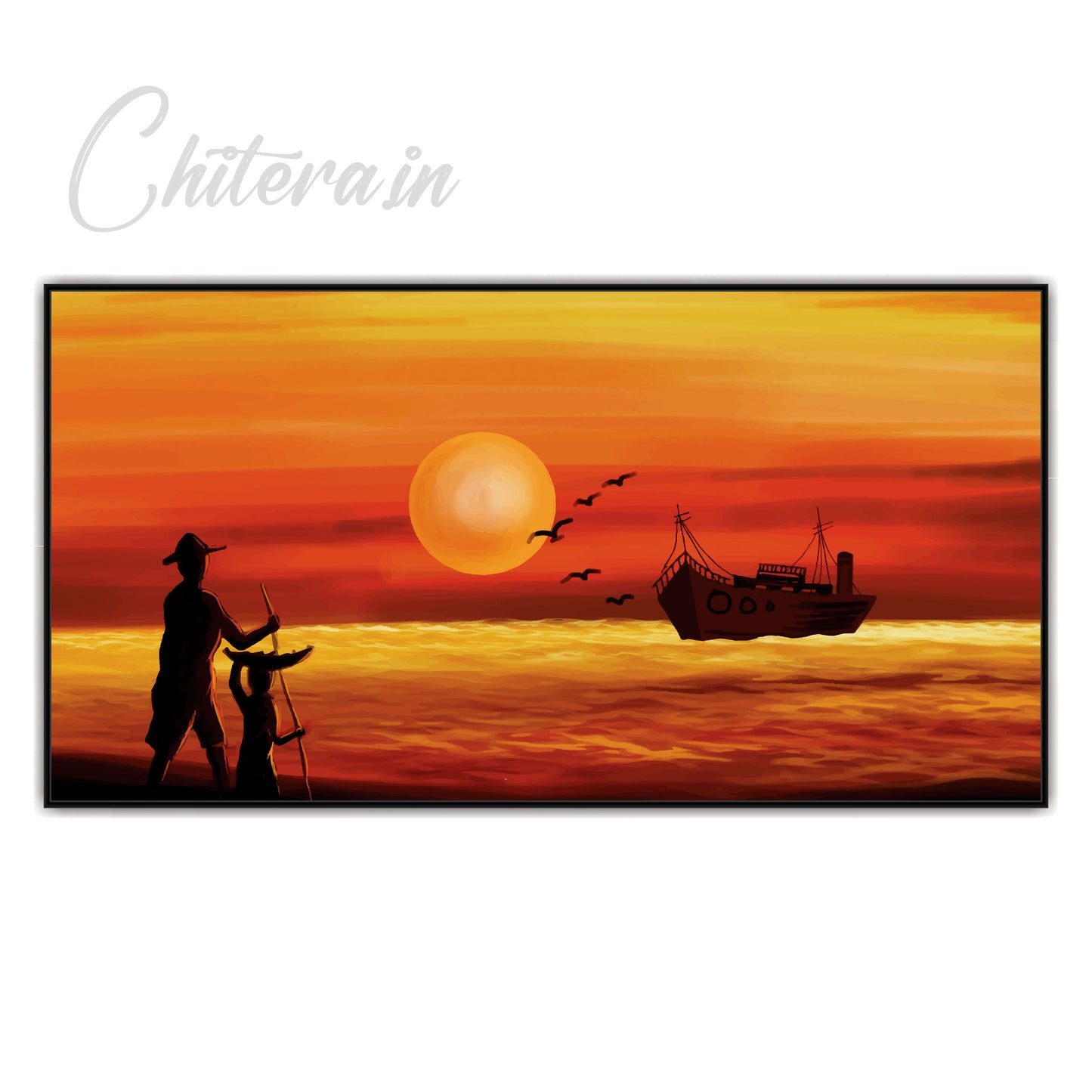 Sunset Boating view Canvas Print Wall Painting