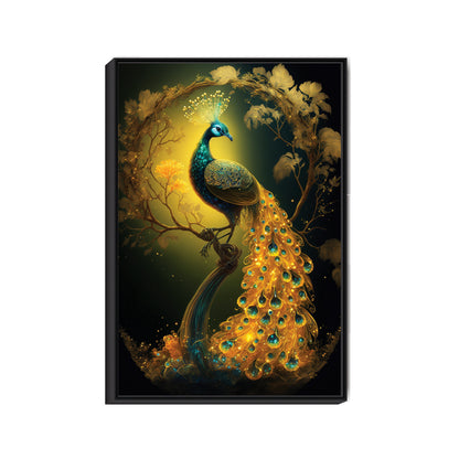 Gold textured Peacock art canvas painting