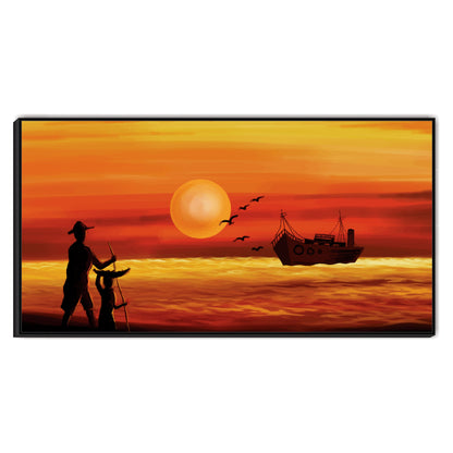 Sunset Boating view Canvas Print Wall Painting