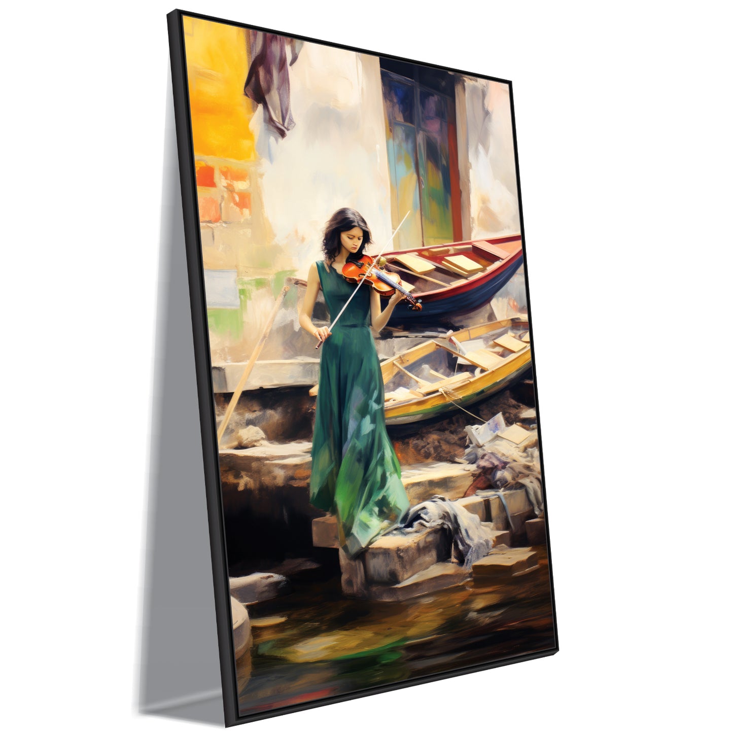 Woman Playing Violin by Person Canvas Art Wall Painting