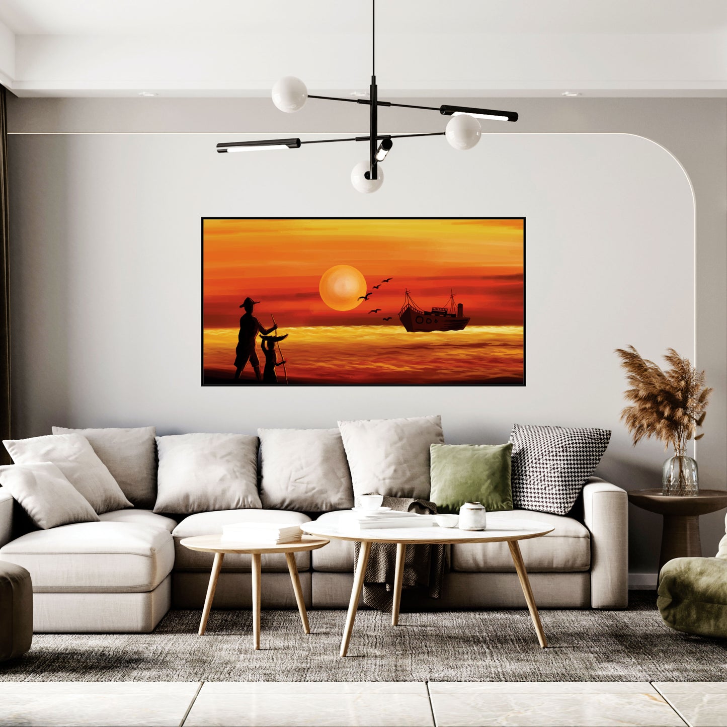 Sunset Boating view Canvas Print Wall Painting