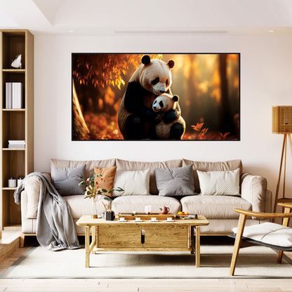 Panda with mother wild life Landscape Canvas Art