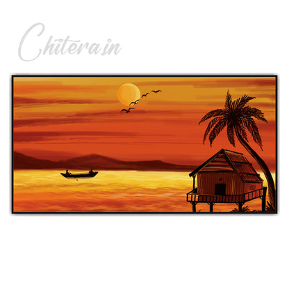 Sunset Boating view Canvas Print Wall Painting