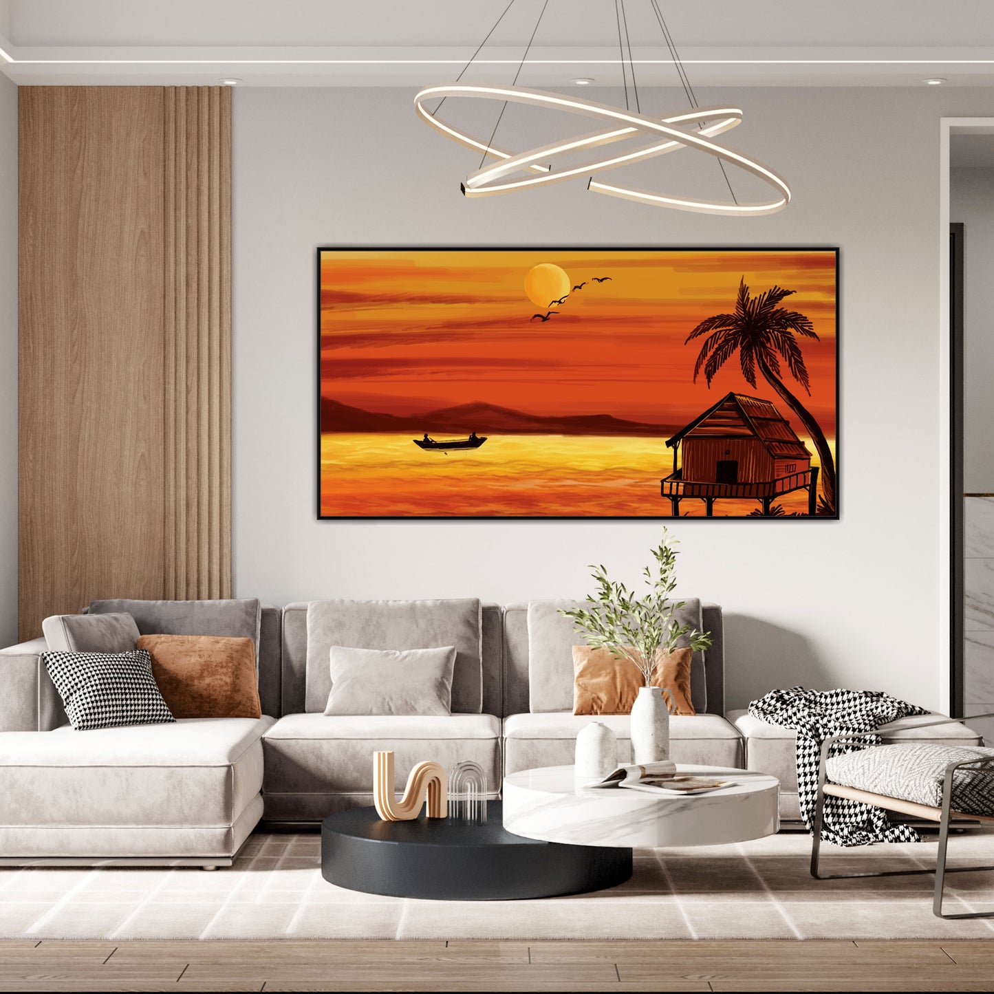 Sunset Boating view Canvas Print Wall Painting