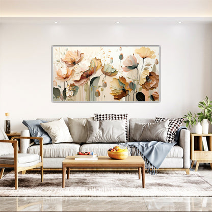 Soft Peach and Cream Flowers Canvas Wall Art