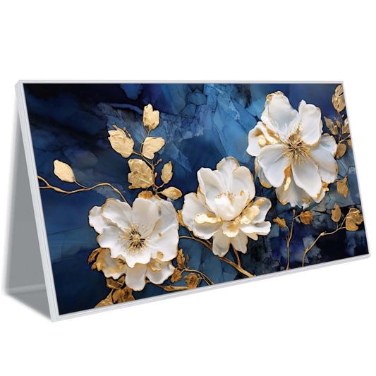 Navy Blue and Gold Flowers Canvas Wall Art